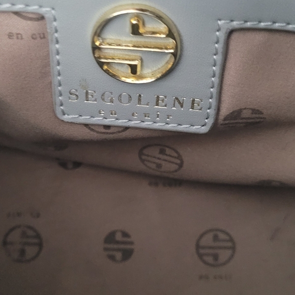 Segolene En Cuir Soft Gray Leather Medium Size Satchel Gold Hardware Rear Extern - Picture 7 of 8